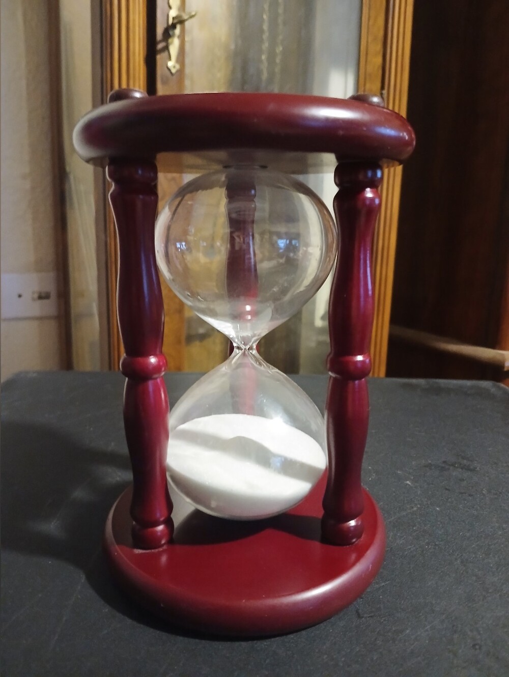Wooden Hourglass Sand Timer in Deep Red